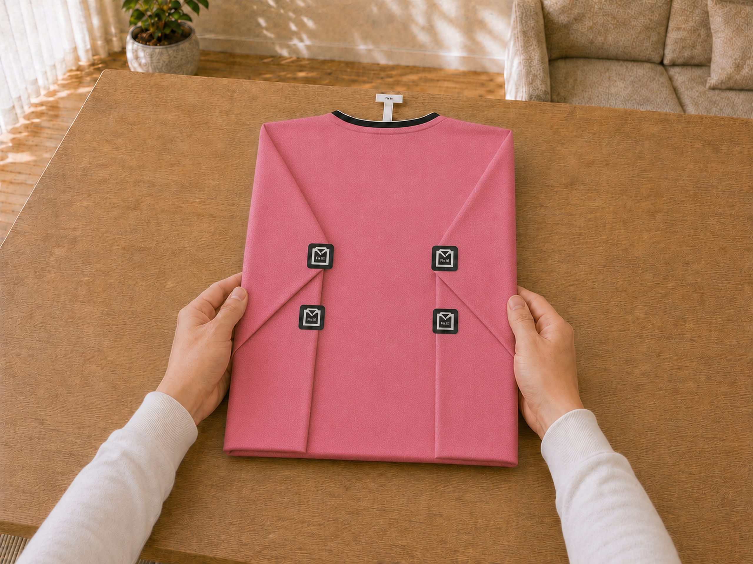 Sportshirt mit ShirtFrame sauber und symmetrisch gefaltet